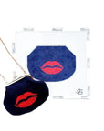 Lips Kiss Lock Bag Needlepoint Canvas - red and navy blue