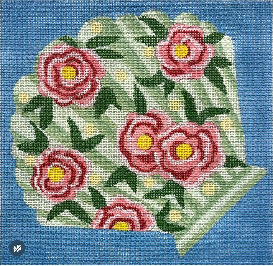 Floral Scallop on Blue - The Flying Needles