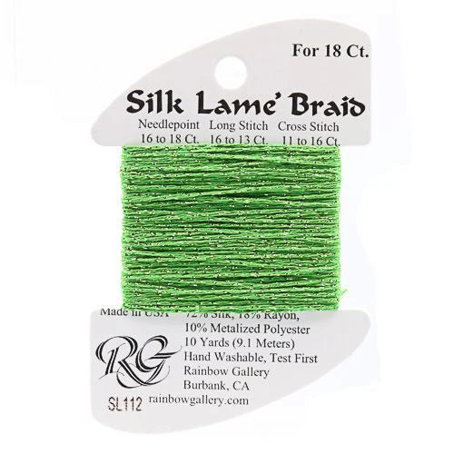 Silk Lame Braid SL112 Spring Green - The Flying Needles