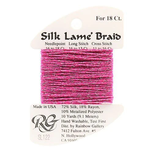 Silk Lame Braid SL122 Hot Pink - The Flying Needles