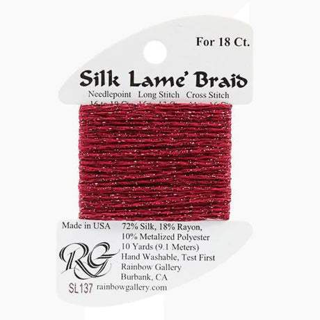 Silk Lame Braid SL137 Scarlet - The Flying Needles