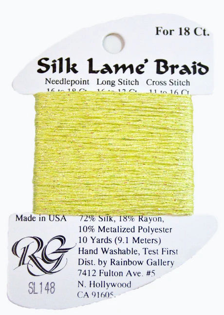 Silk Lame Braid SL148 Lemon Lime - The Flying Needles