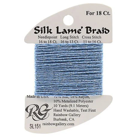 Silk Lame Braid SL151 Azure Blue - The Flying Needles