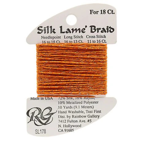 Silk Lame Braid SL178 Persimmon - The Flying Needles