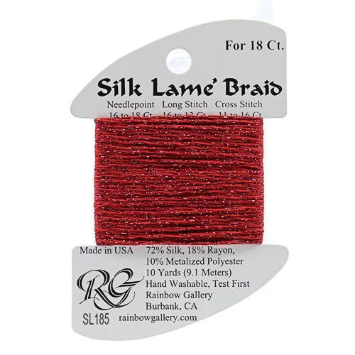 Silk Lame Braid SL185 Tango Red - The Flying Needles