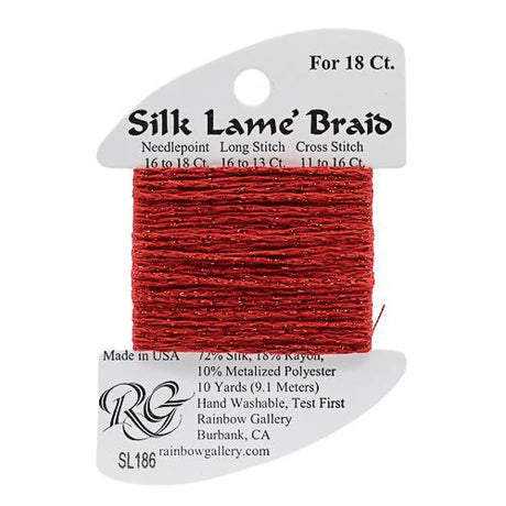Silk Lame Braid SL186 Fiery Red - The Flying Needles