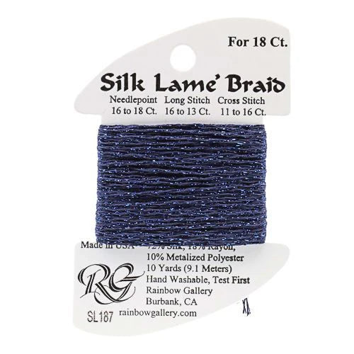 Silk Lame Braid SL187 Mood Indigo - The Flying Needles