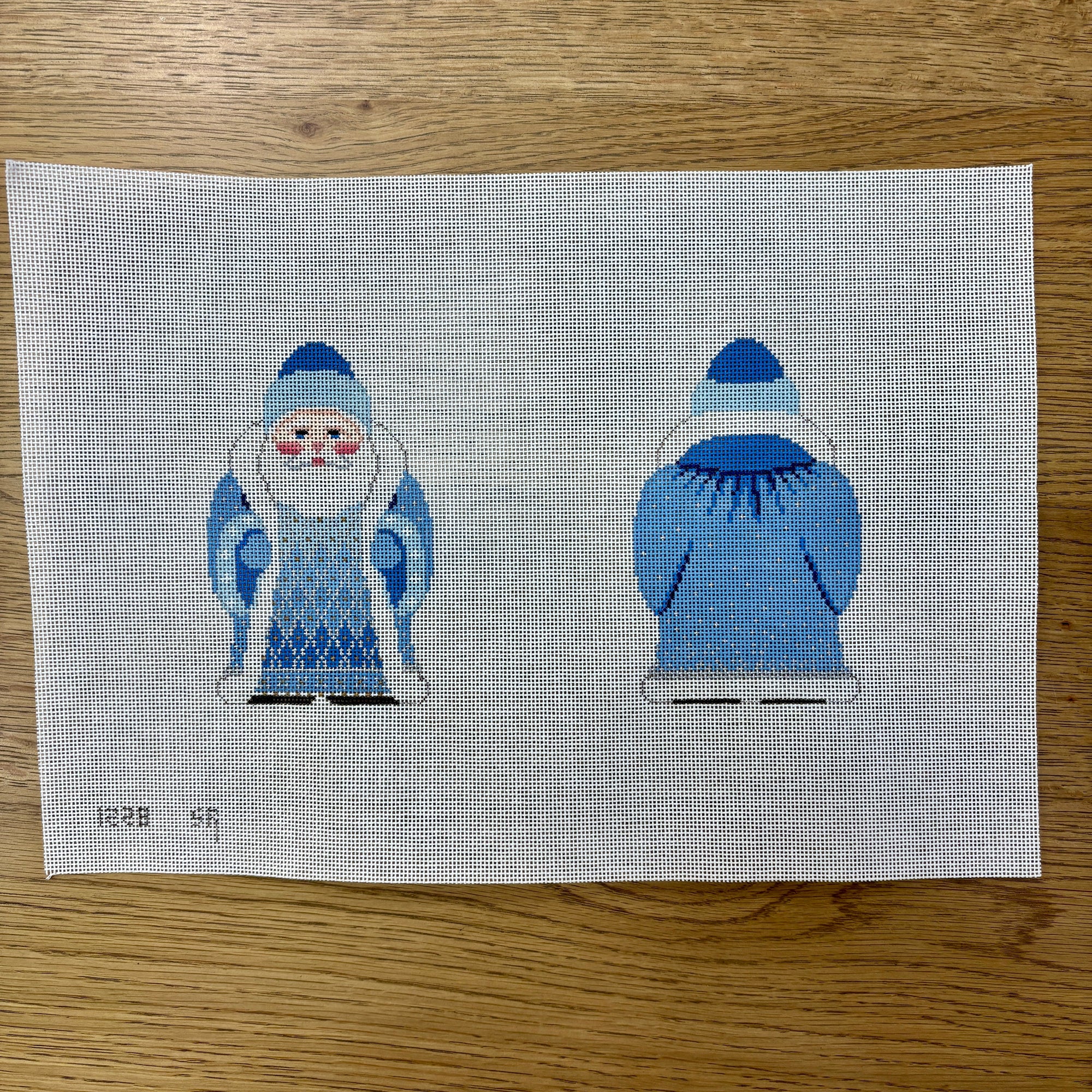 Snowflake Santa, Blue, 2 Sided - 18 mesh