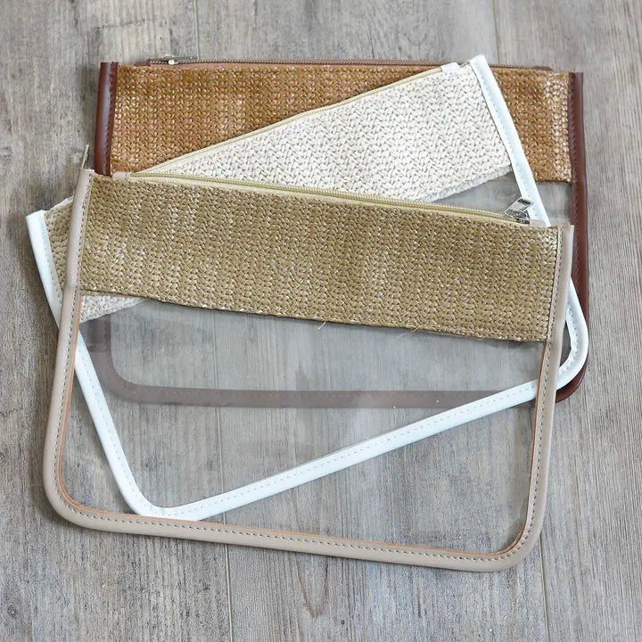 Raffia Project Bag-Dark Brown Trim - The Flying Needles