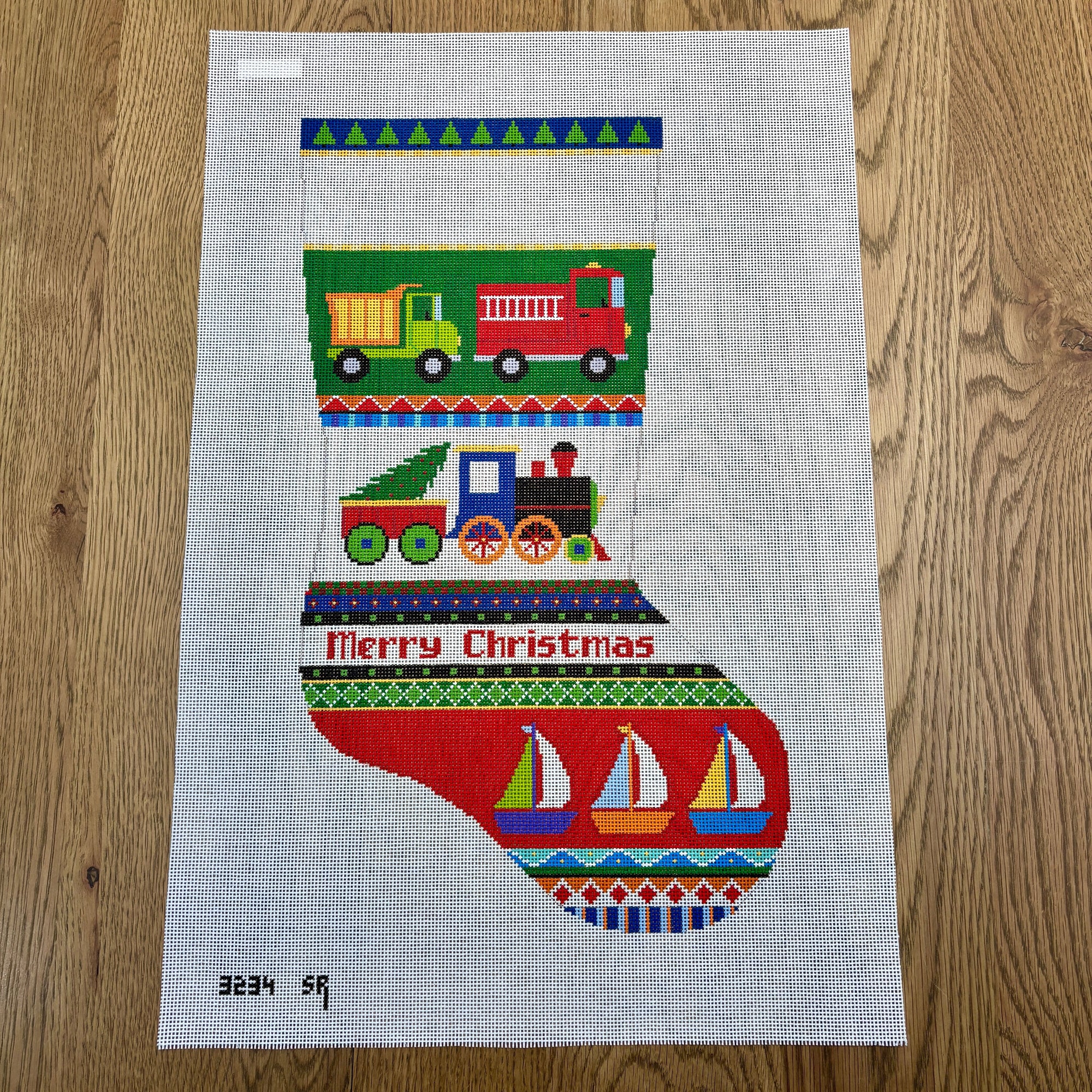 Bold Stripe, Trucks, Train, Boats, Stocking