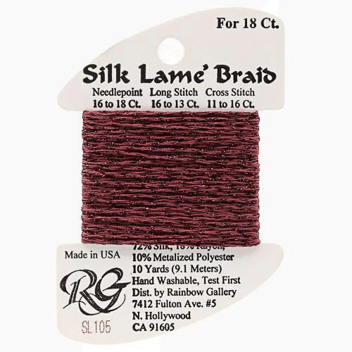 Silk Lame Braid SL105 Wine - The Flying Needles