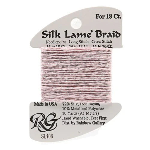 Silk Lame Braid SL108 Soft Pink - The Flying Needles