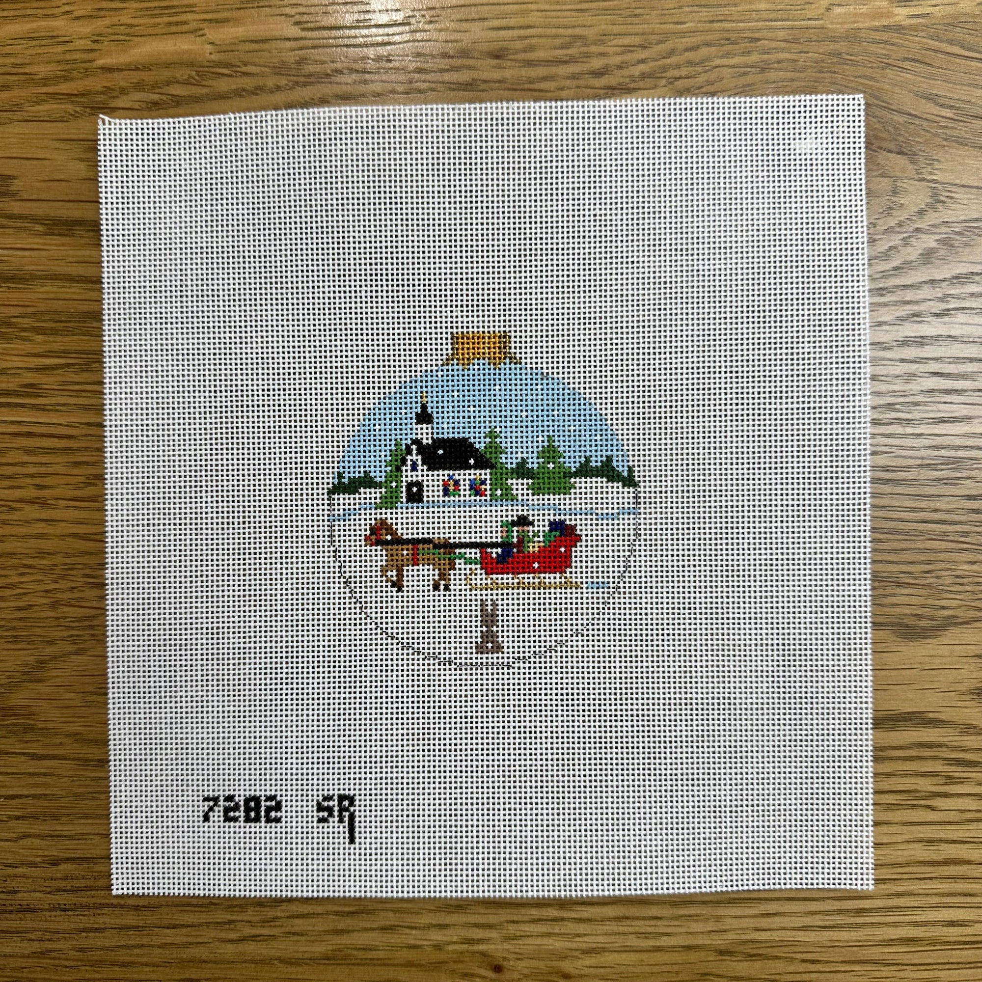 Sleigh Ride with Church, 3.25" Round