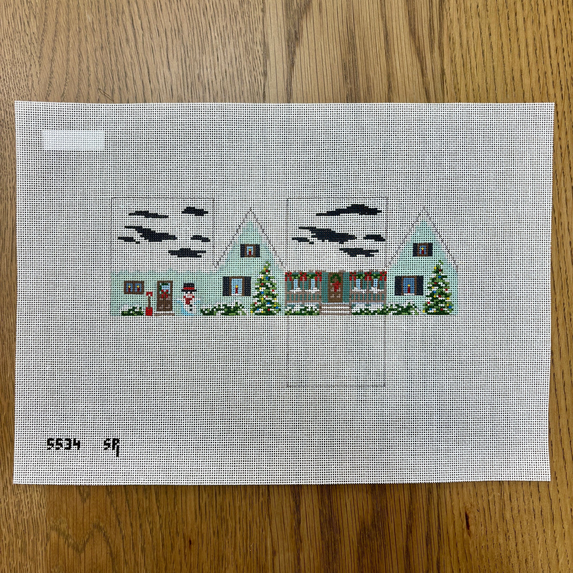 Green Christmas House, Mini House - 18 mesh - The Flying Needles