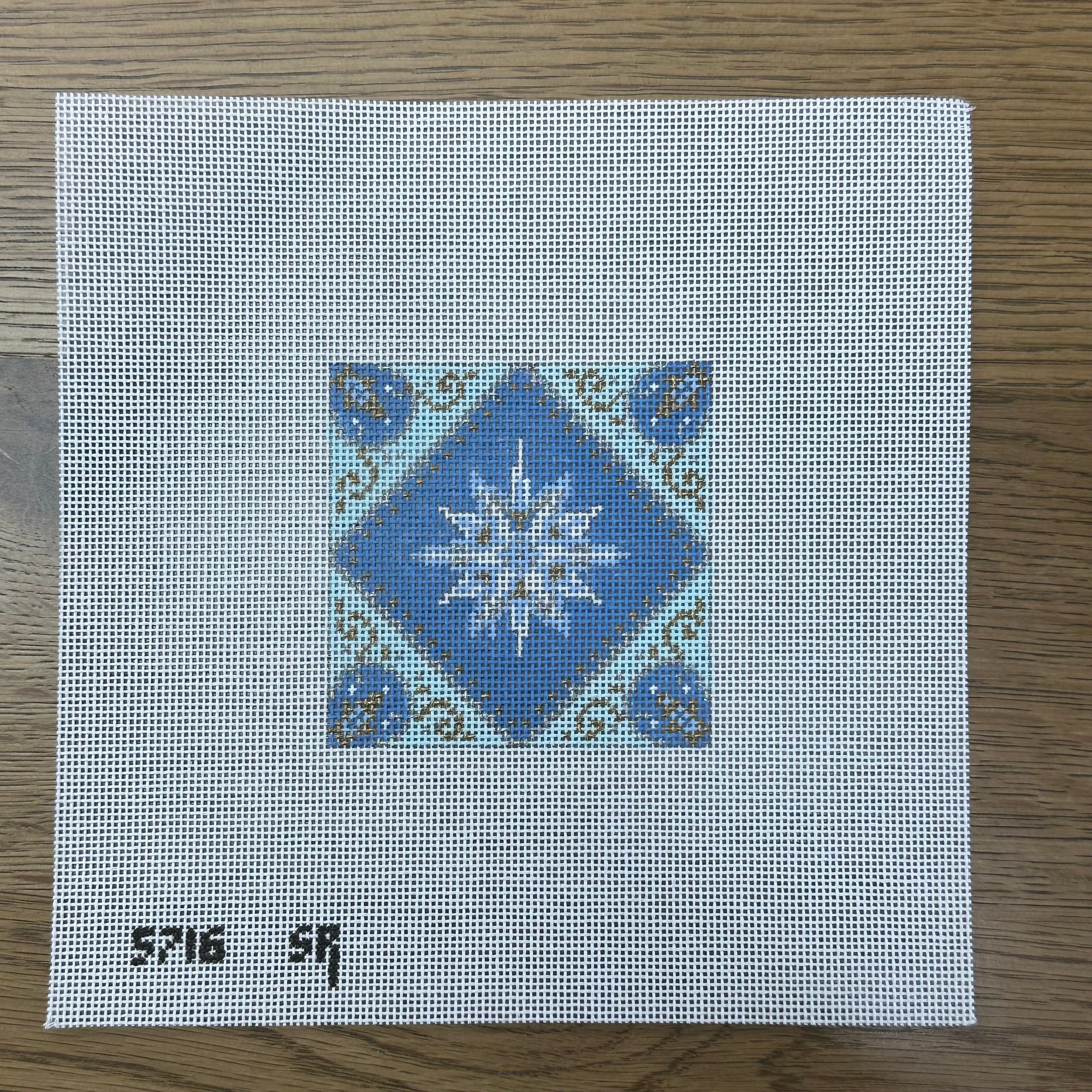Blue, Silver Gold Star, 3" Ornament