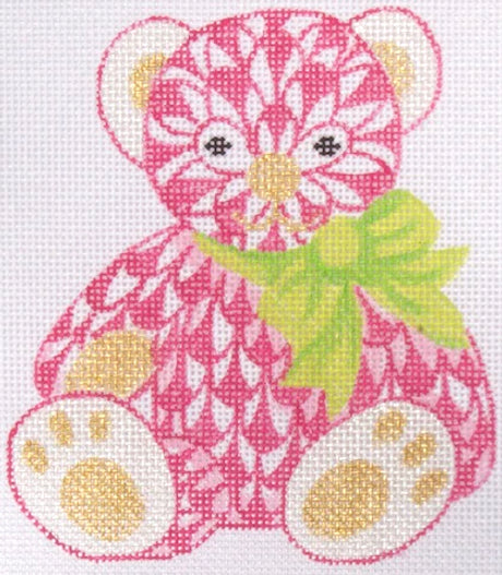 Kate Dickerson Fishnet Teddy Bear Needleminder - The Flying Needles