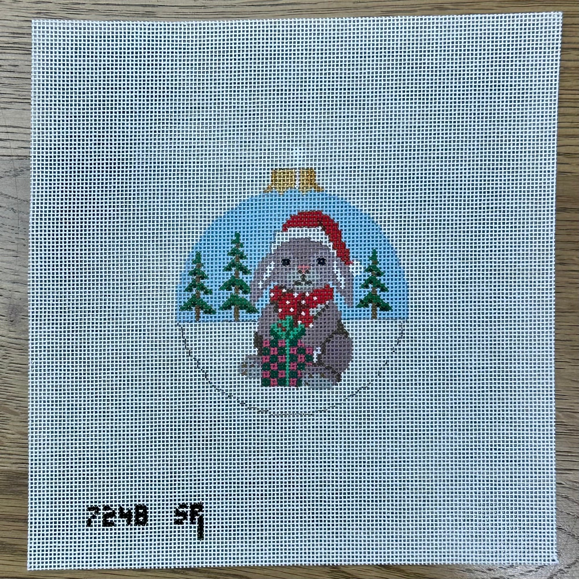 Rabbit With Present, 3.25" Round