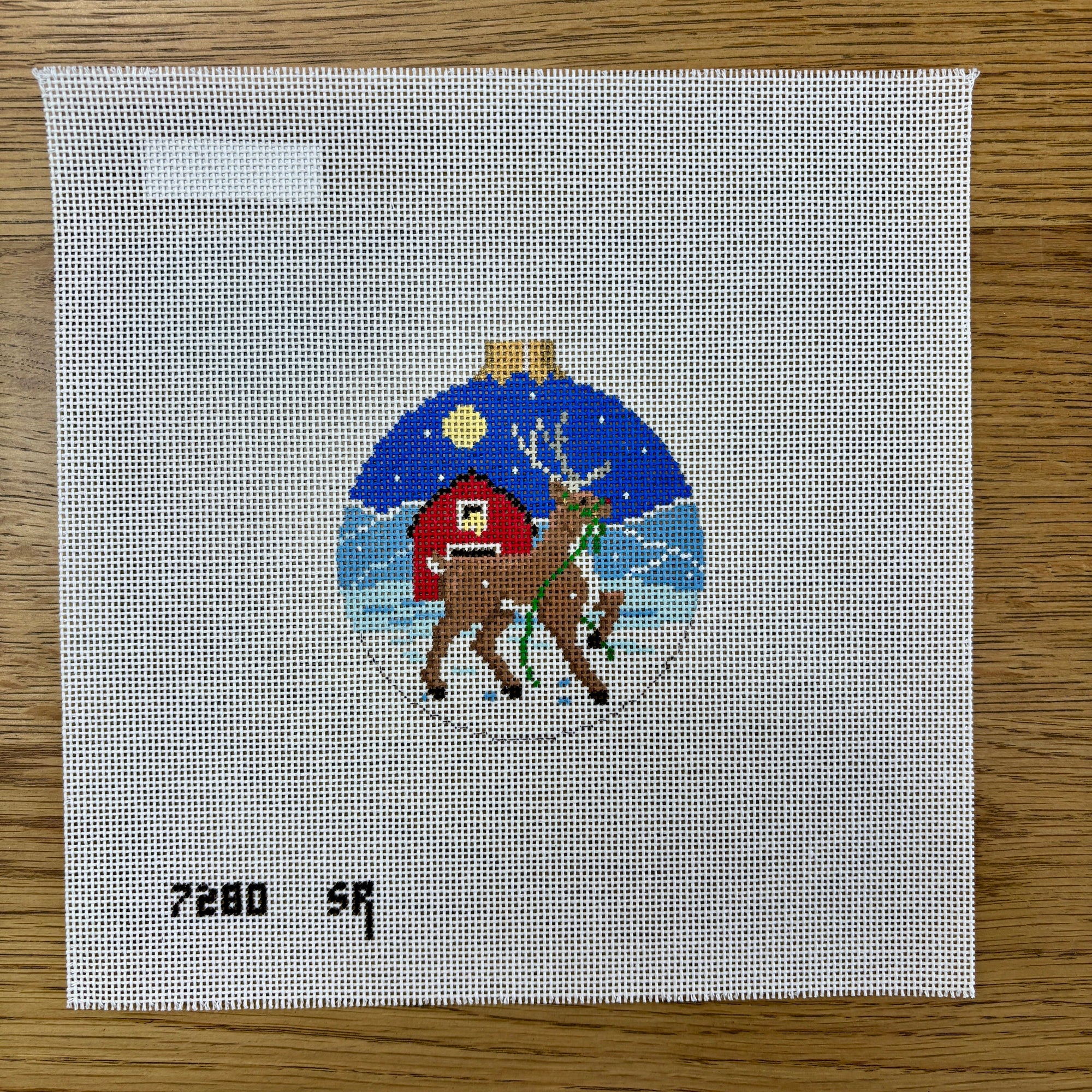 Reindeer and Barn, 3.25" Round