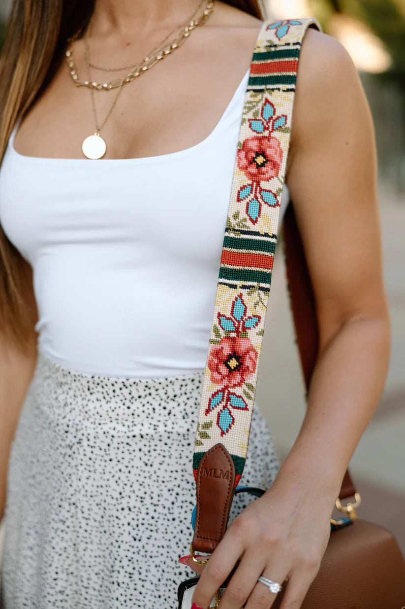 Floral and Stripes Bag Strap - The Flying Needles