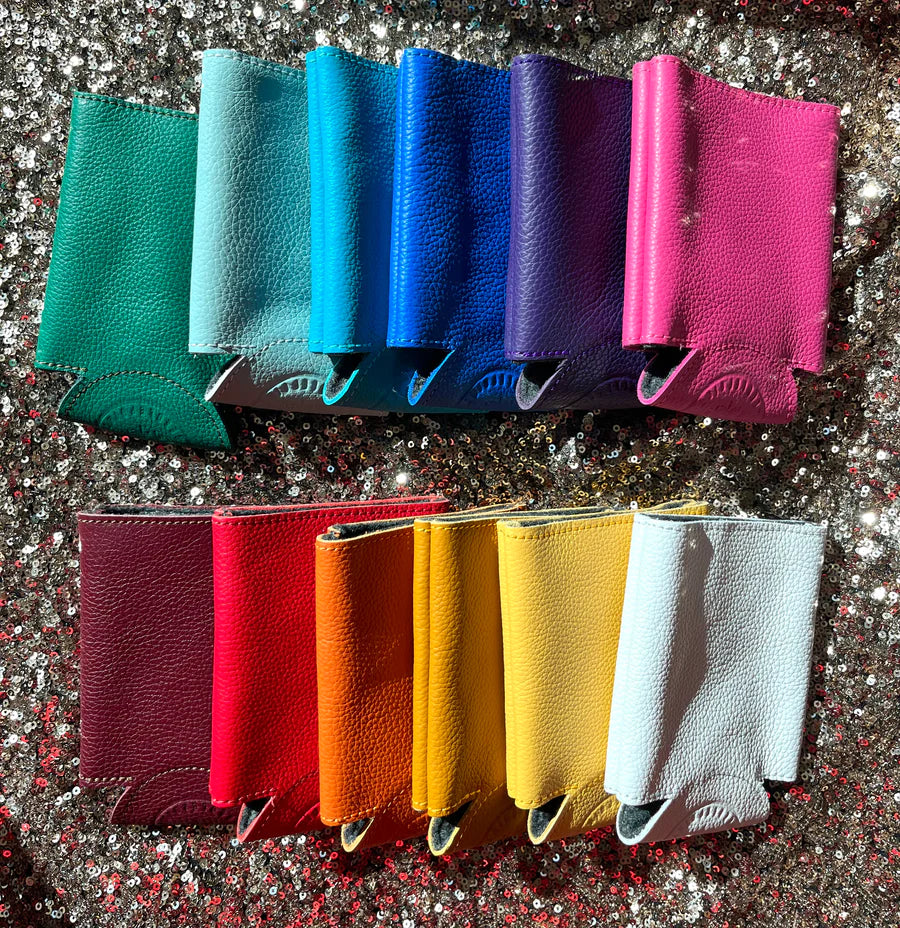 Self-Finishing Leather Can Cozy, Slim 12 oz can - The Flying Needles