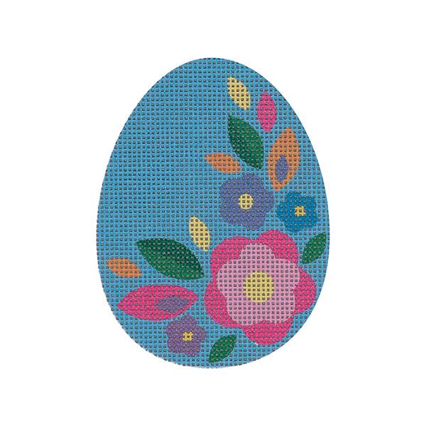 Blue Floral Flat Egg