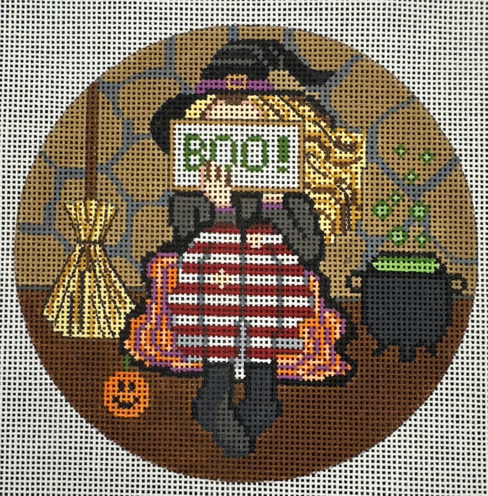 Witch Boo Stitching Girl Ornament - The Flying Needles