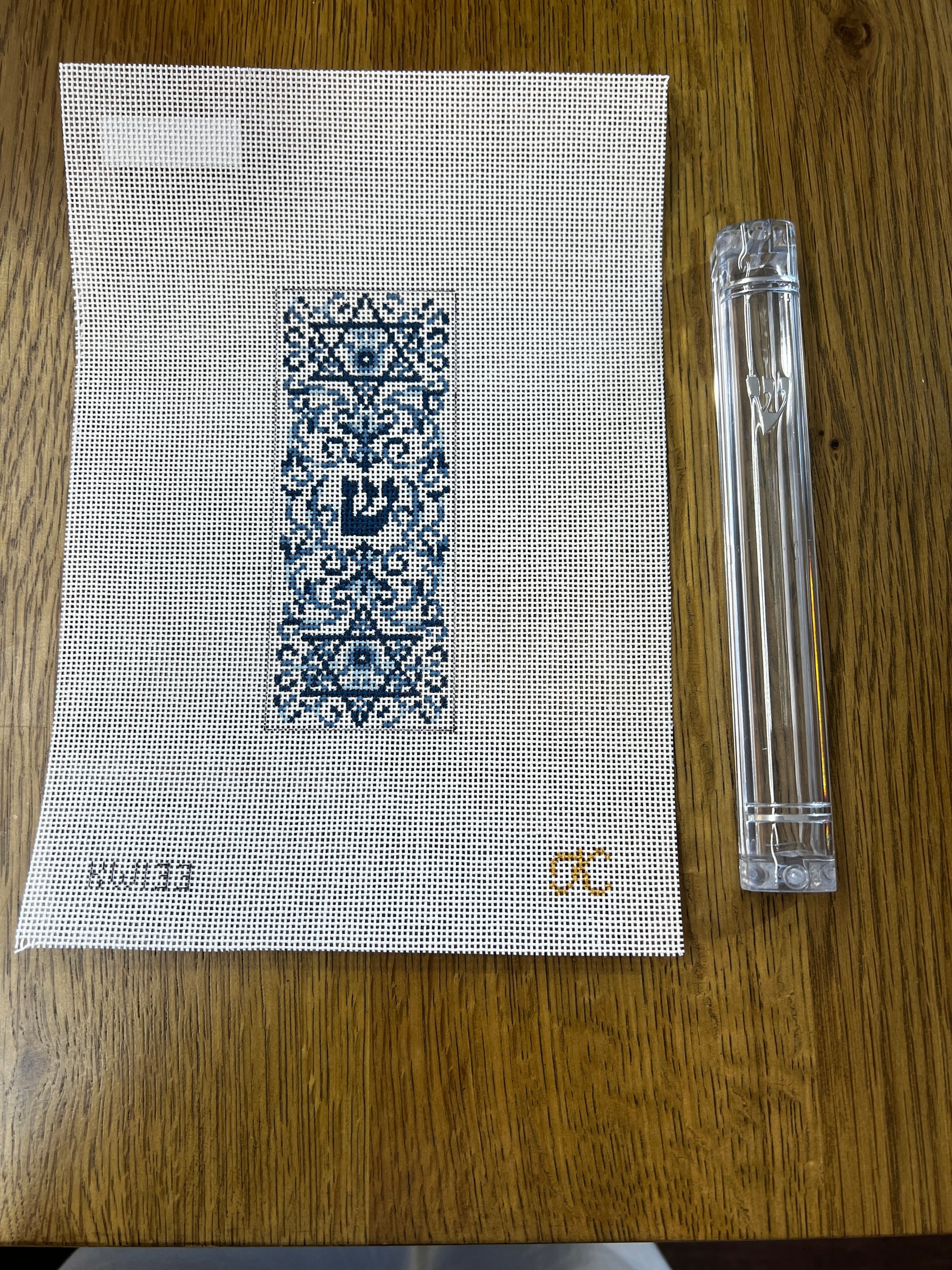 Transferware Mezuzah - The Flying Needles