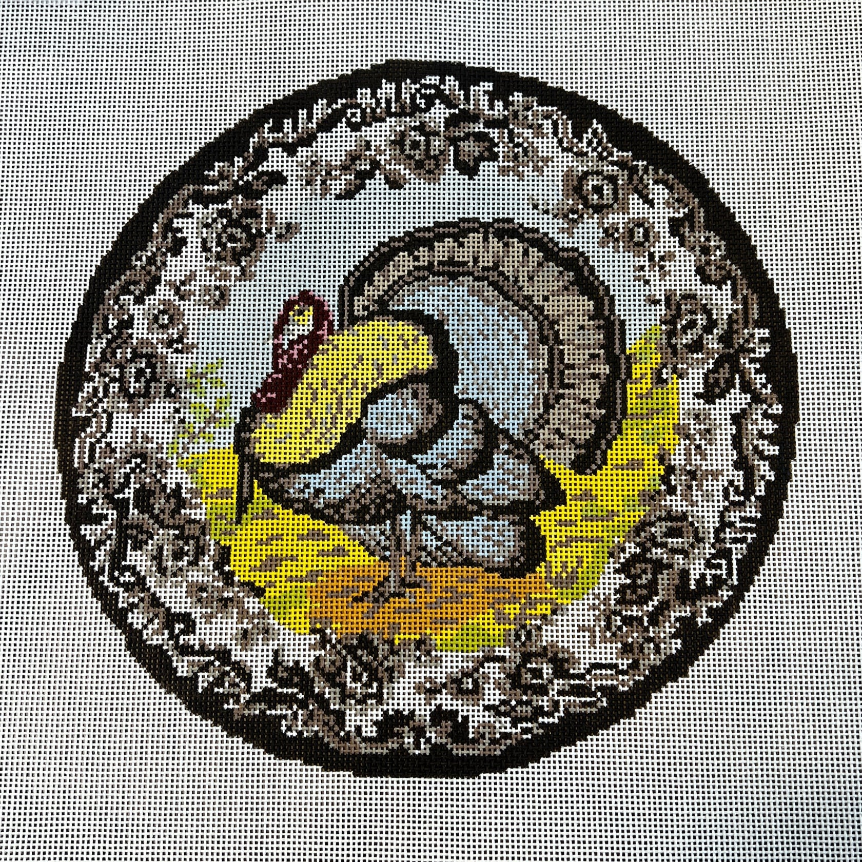 Transferware Turkey Pillow - The Flying Needles