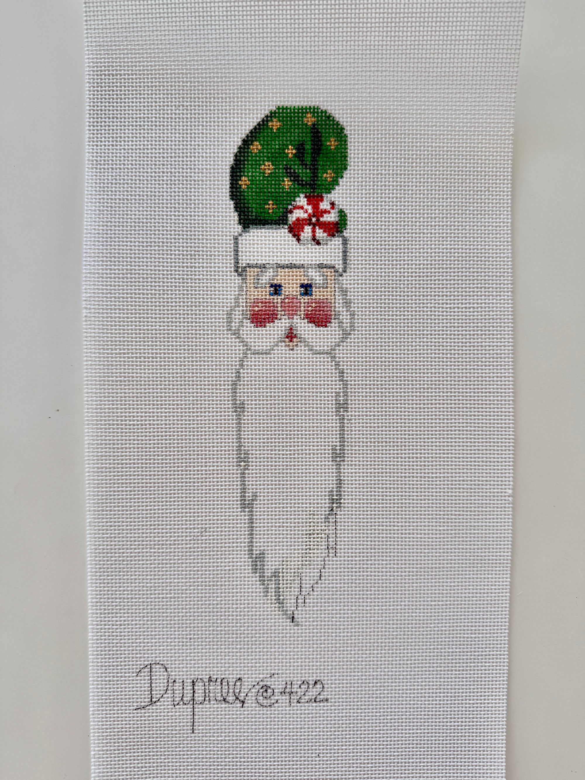 Long Santa Face with Green hat & Peppermint - The Flying Needles