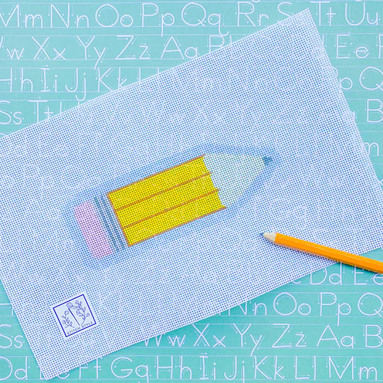 School Pencil Canvas with Stitch Guide - The Flying Needles
