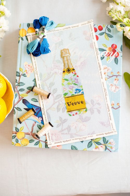 Veuve Bottle - Blue Floral - The Flying Needles