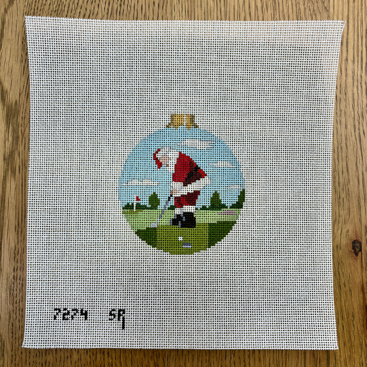 Santa Putting, 3.25" Round - The Flying Needles