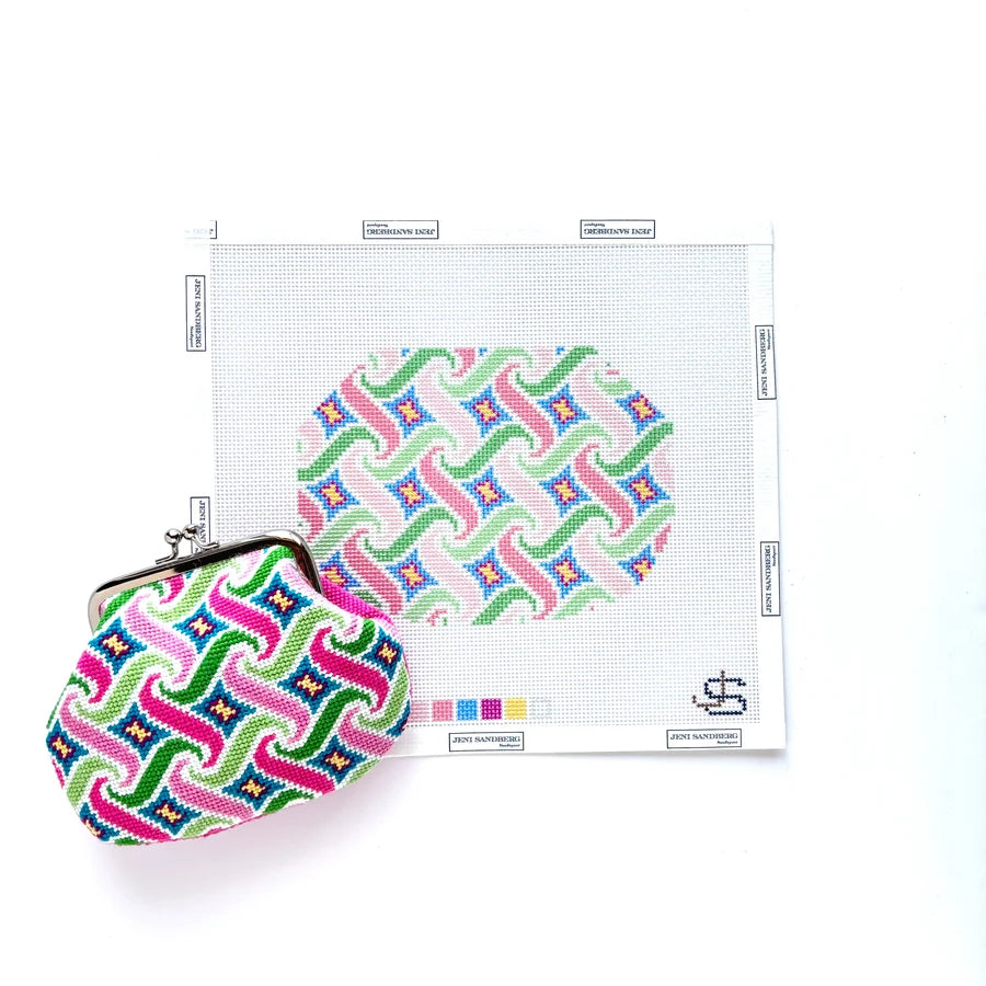 Swirl Kiss Lock Bag Needlepoint Canvas - pastels