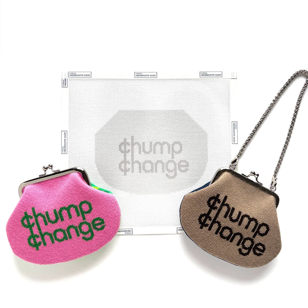 Chump Change Kiss Lock Bag Needlepoint Canvas - grayscale