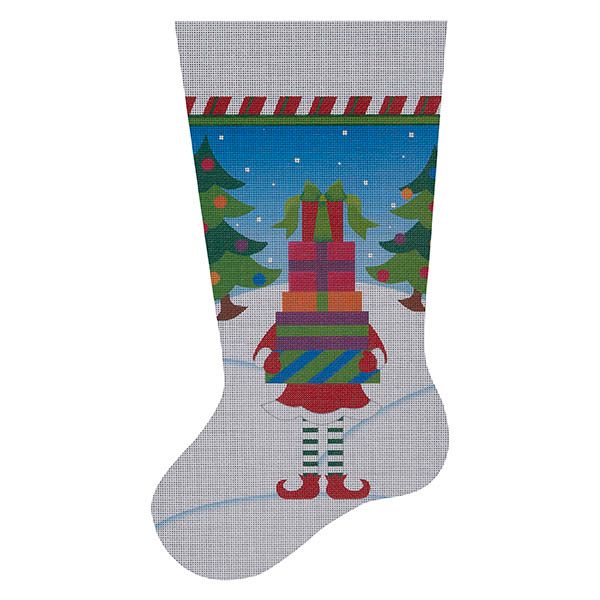 Elf w/Packages Stocking  (13 mesh)