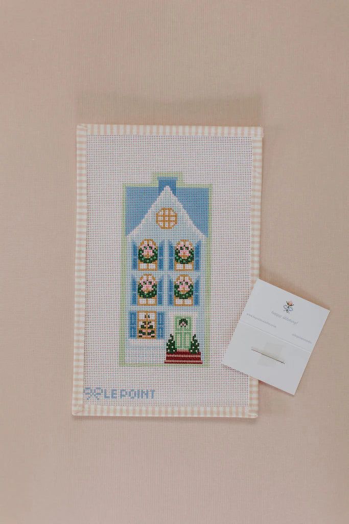 Christmas Village Blue Row House - The Flying Needles