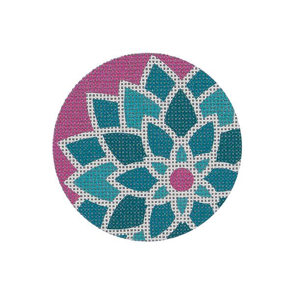 3" dia Graphic flower, Bluegreen
