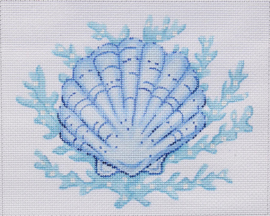 Scallop Shell with Coral - All Shades Blue - The Flying Needles
