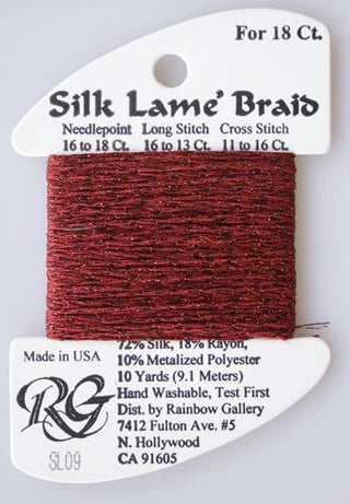 Silk Lame Braid SL09 Dark Red - The Flying Needles