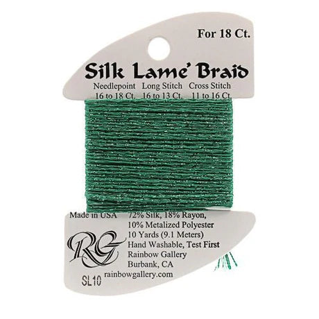 Silk Lame Braid SL10 Green - The Flying Needles