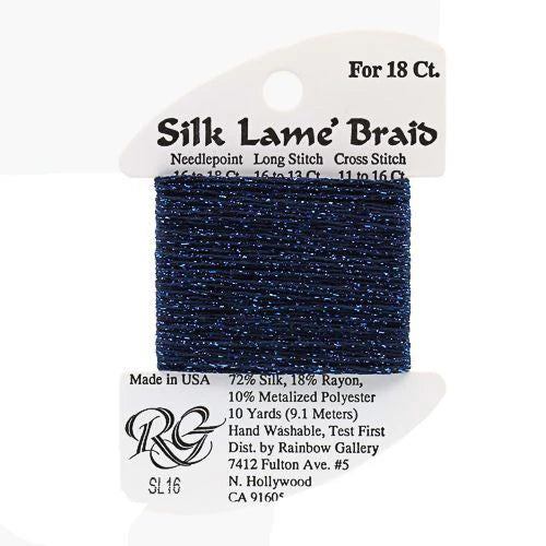 Silk Lame Braid SL16 Navy - The Flying Needles
