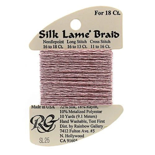 Silk Lame Braid SL25 Rose Pink - The Flying Needles