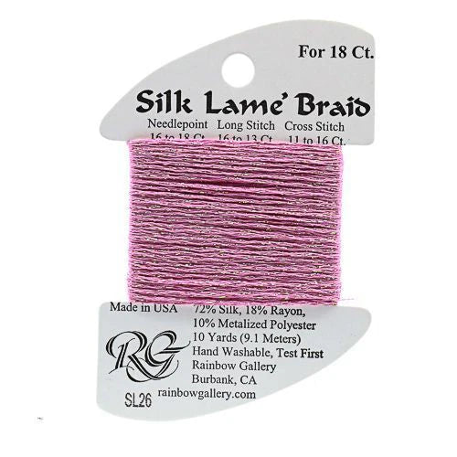 Silk Lame Braid SL26 Raspberry - The Flying Needles