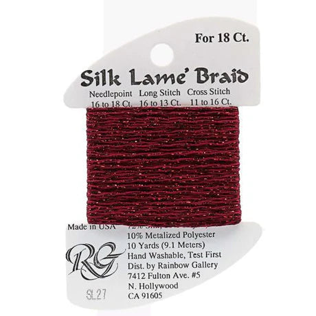 Silk Lame Braid SL27 Garnet - The Flying Needles
