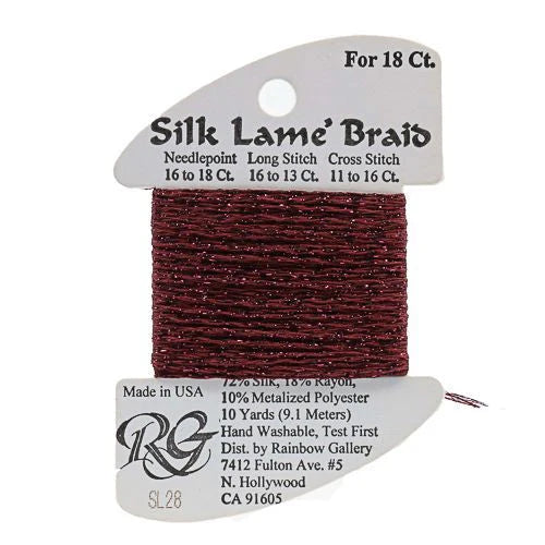 Silk Lame Braid SL28 Burgundy - The Flying Needles