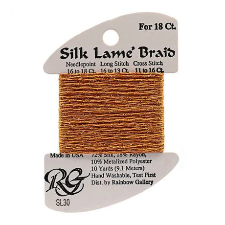 Silk Lame Braid SL30 Orange - The Flying Needles