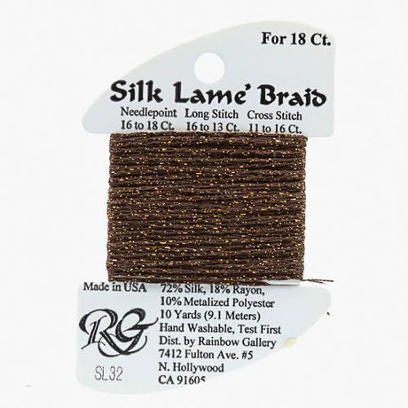 Silk Lame Braid SL32 Coffee - The Flying Needles