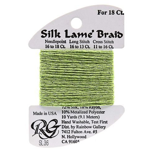 Silk Lame Braid SL36 Chartreuse - The Flying Needles