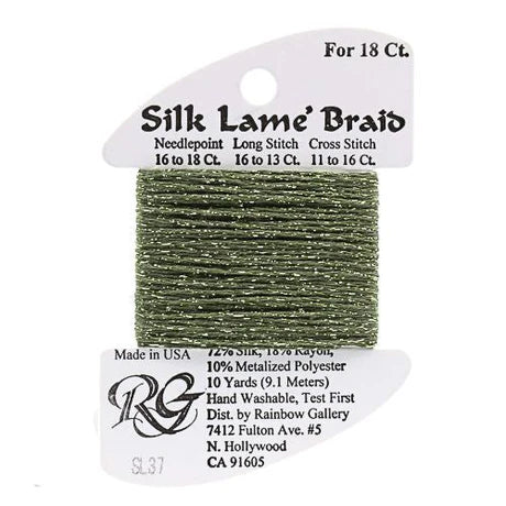 Silk Lame Braid SL37 Dark Avocado - The Flying Needles