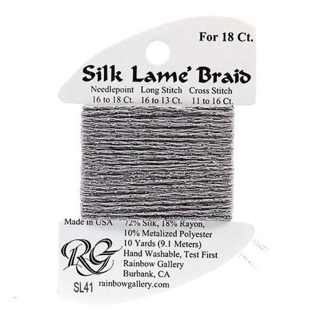 Silk Lame Braid SL41 Pewter - The Flying Needles